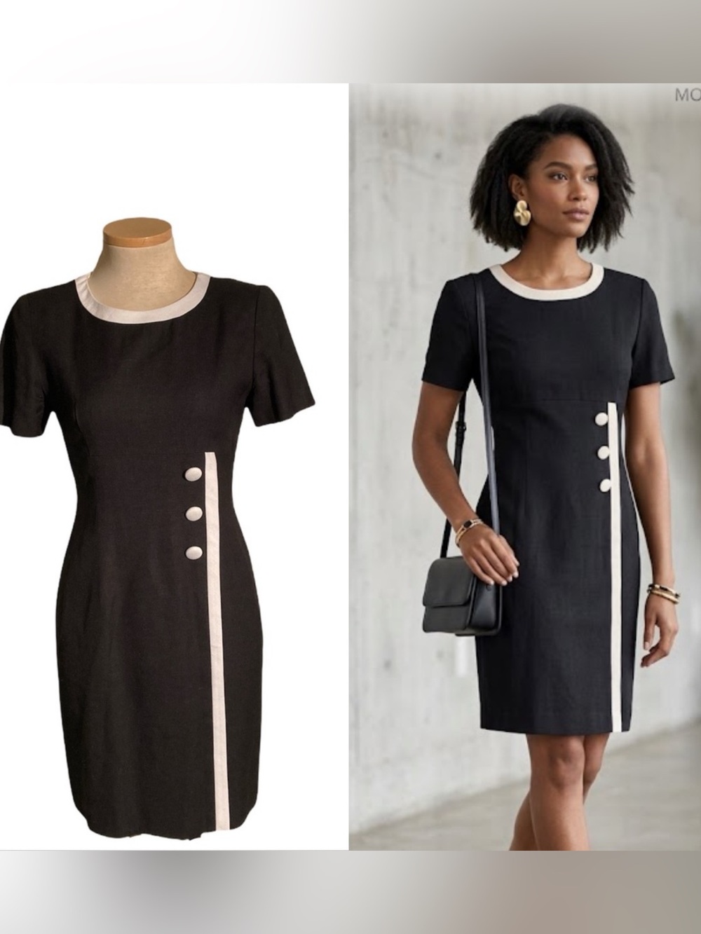 Donna Ricco New York Petite Vintage Short Sleeve Dress with Buttons Size 2
